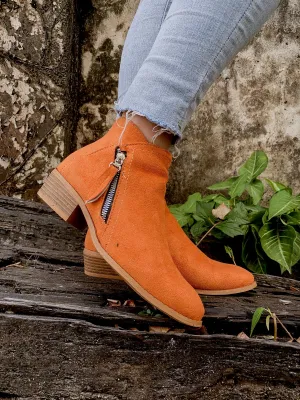 Orange Low Ankle Boots