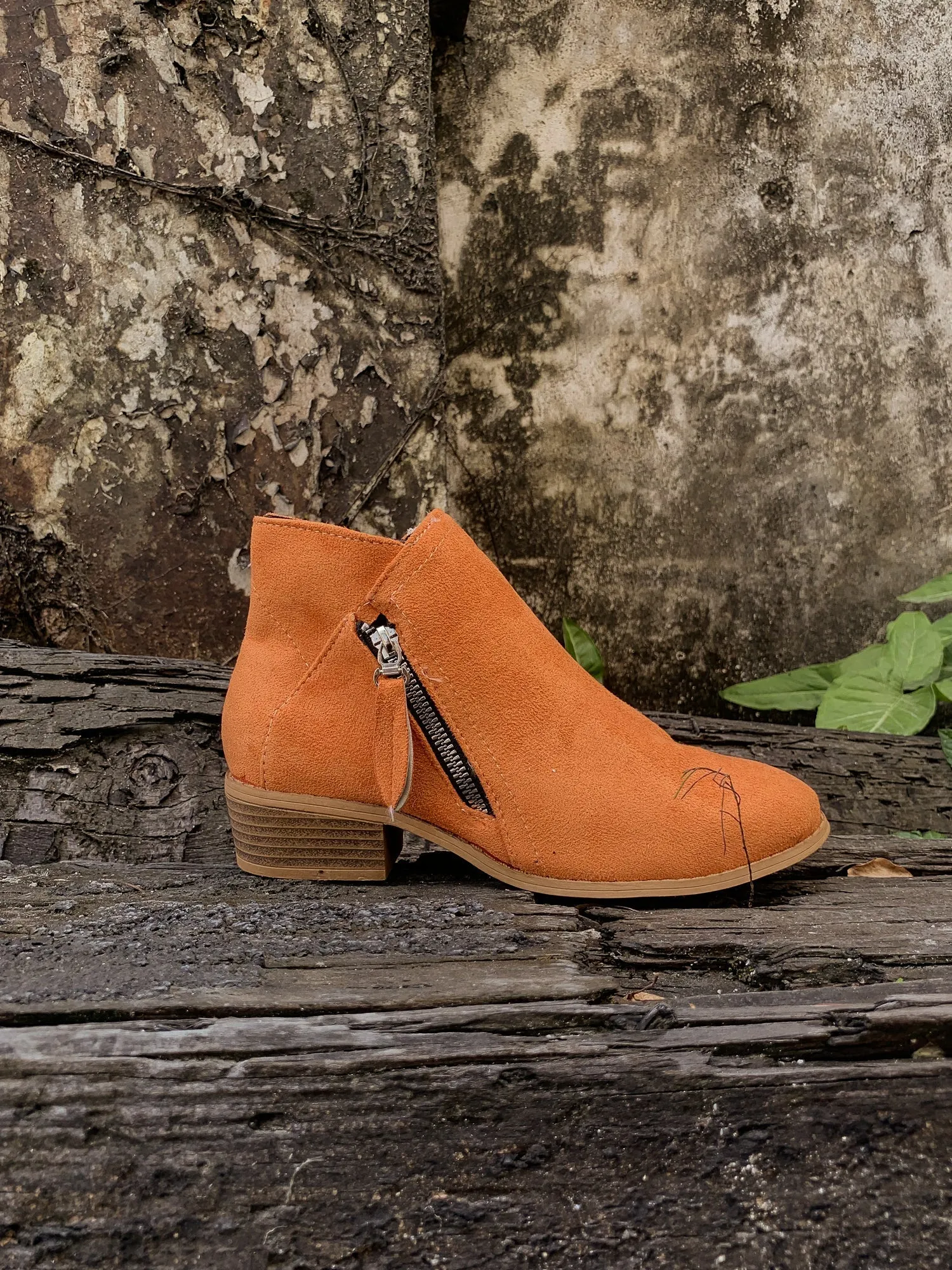 Orange Low Ankle Boots