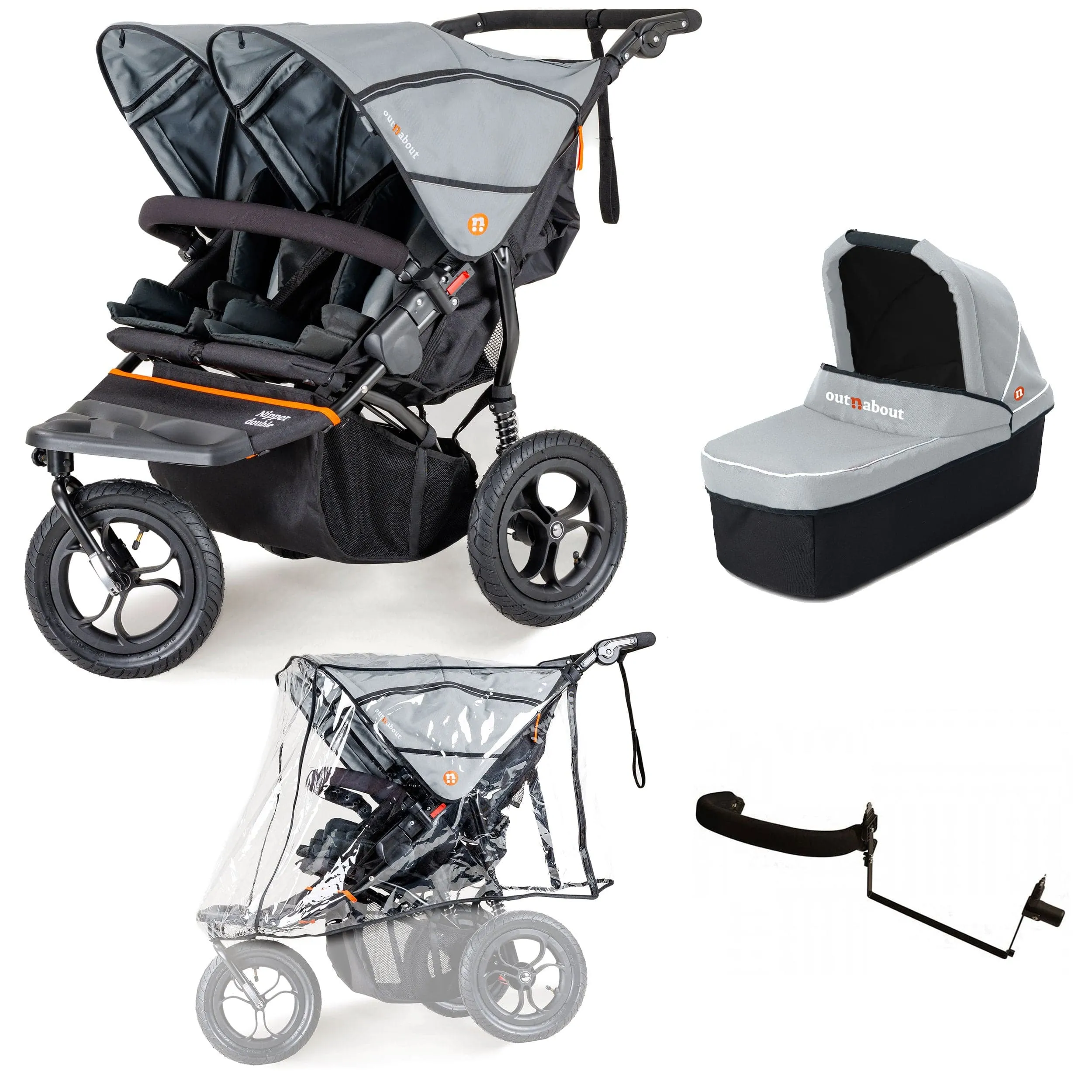 Out n About Nipper Double Duo Starter Kit in Rock Salt Grey