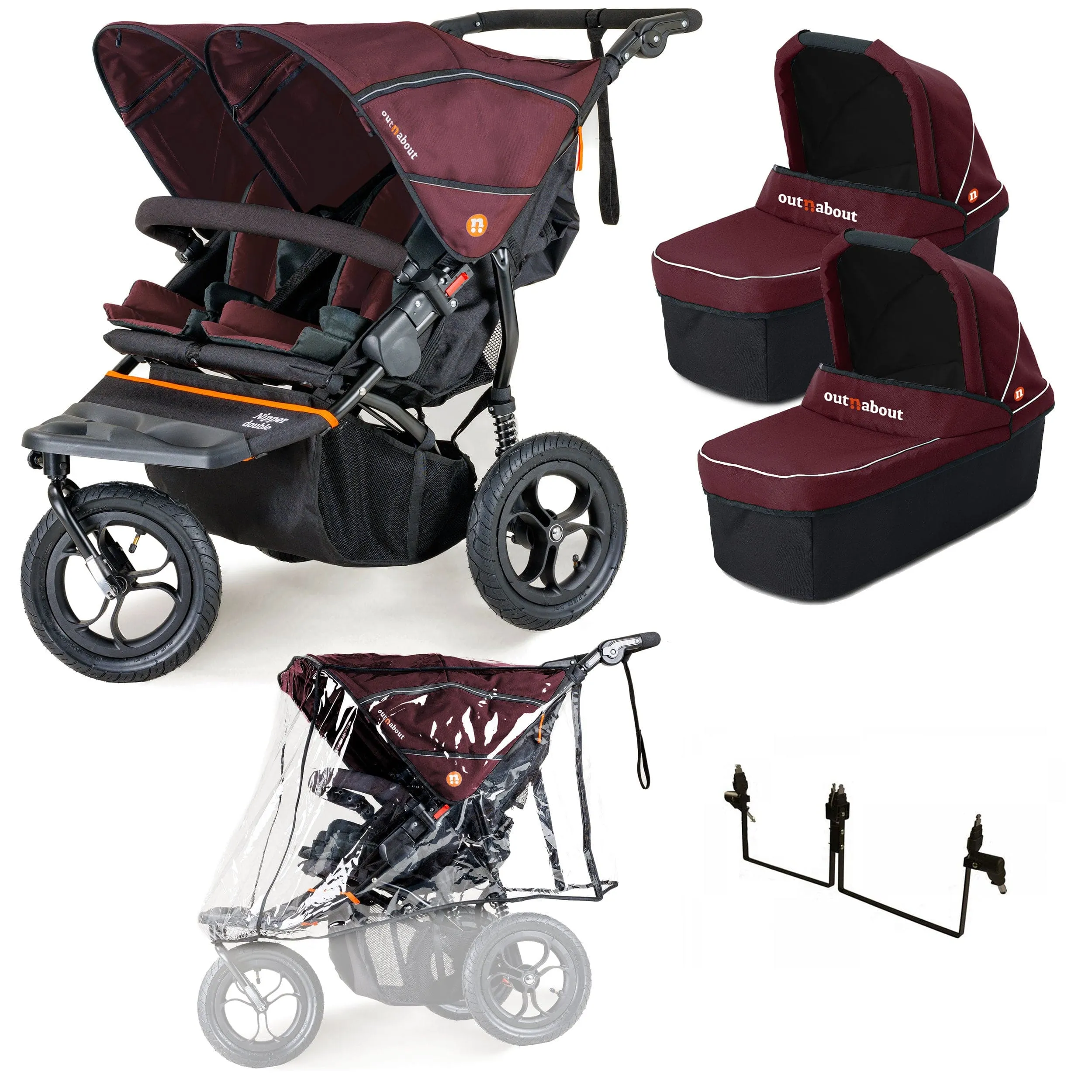 Out n About Nipper Double Twin Starter Bundle in Brambleberry Red