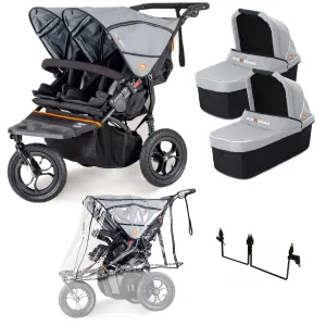 Out n About Nipper Double Twin Starter Bundle in Rock Salt Grey