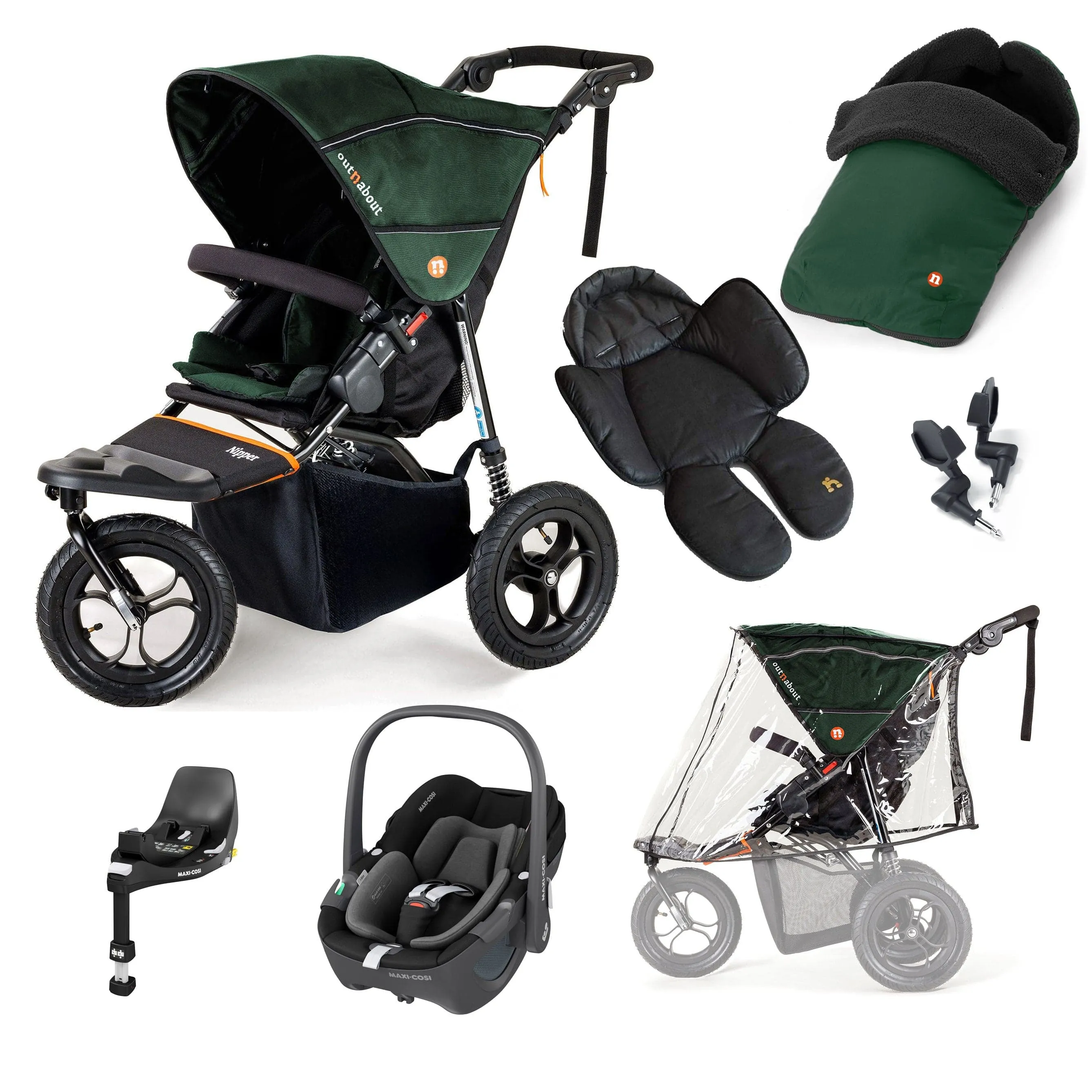 Out n About Nipper Single Maxi-Cosi Comfort Bundle in Sycamore Green