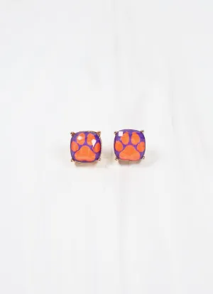 Paw Print Stud Earring PURPLE ORANGE