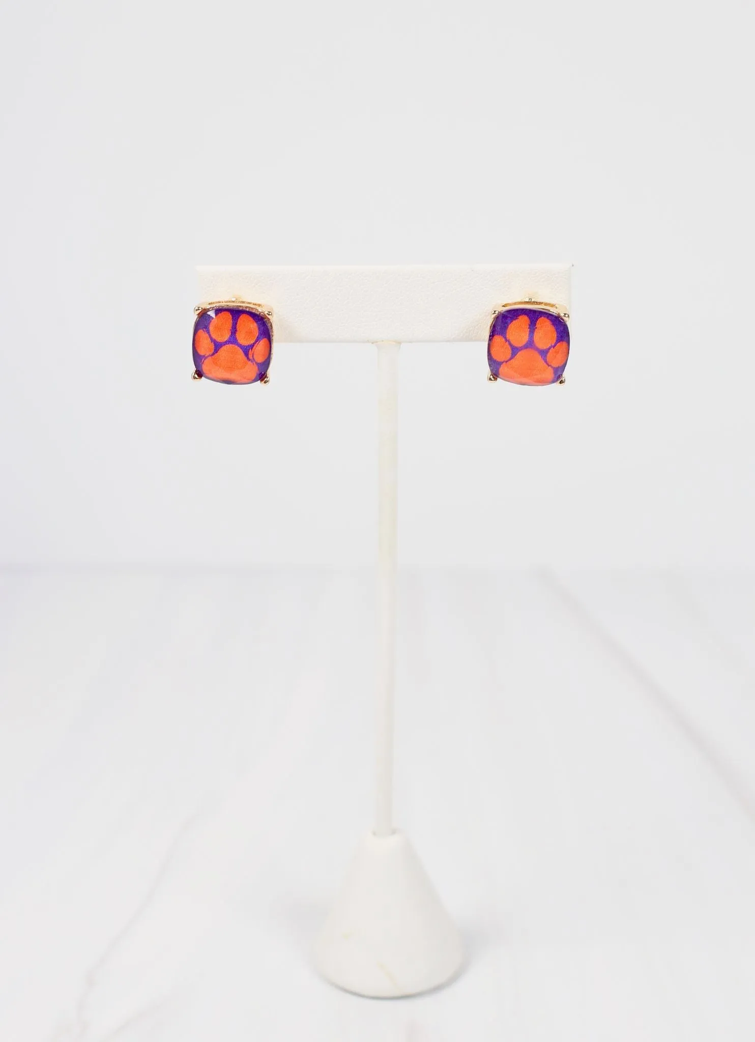 Paw Print Stud Earring PURPLE ORANGE