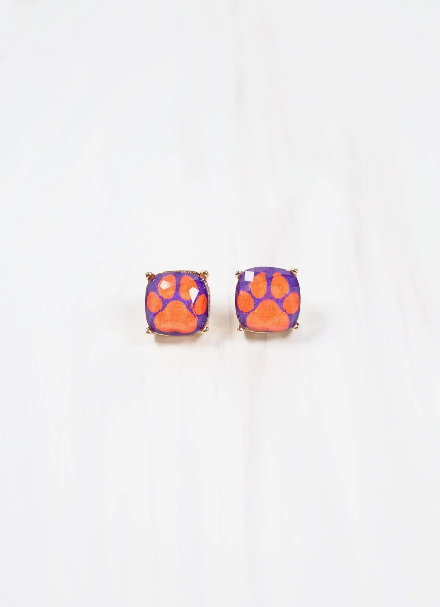 Paw Print Stud Earring PURPLE ORANGE