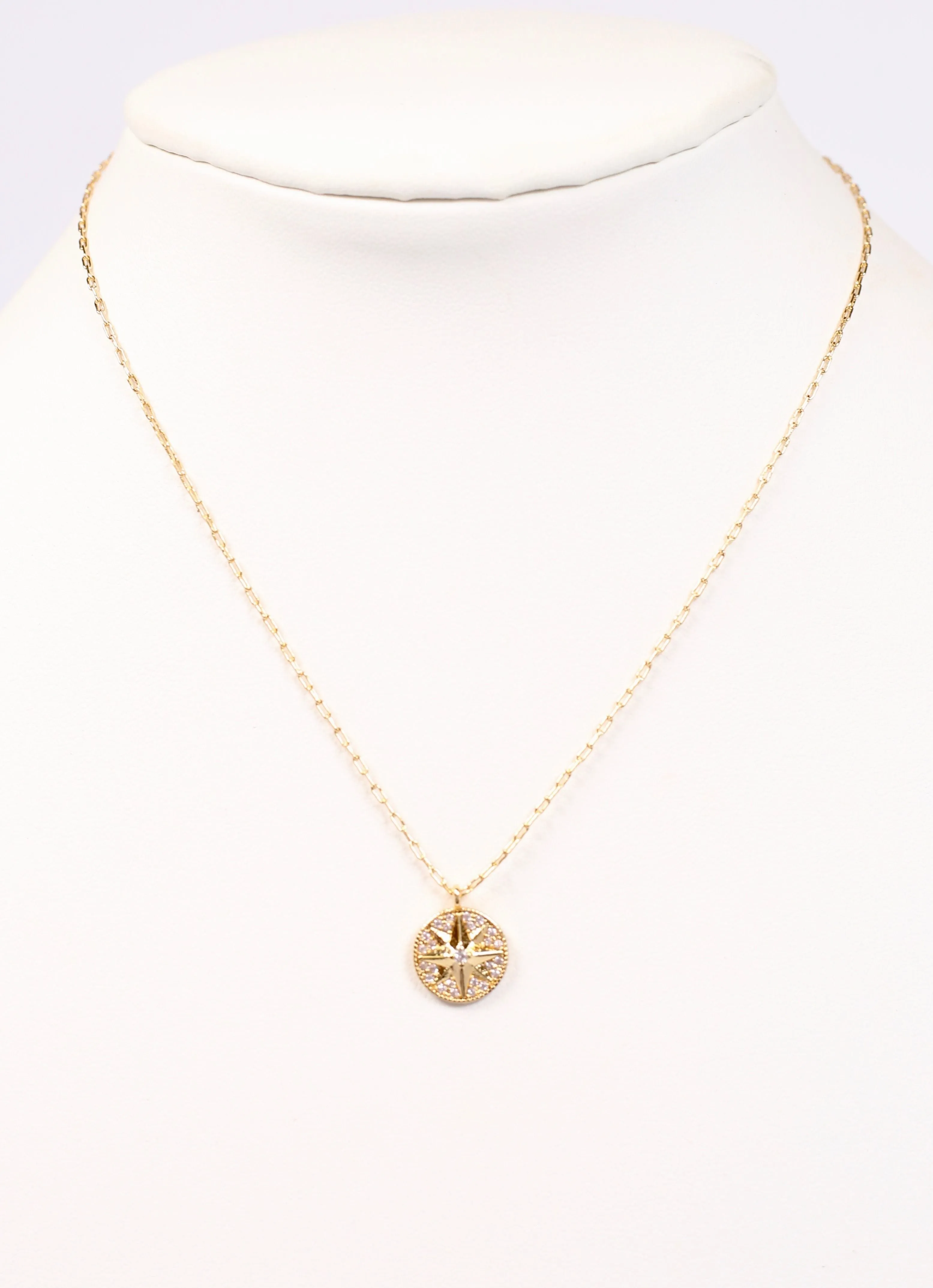 Pointe CZ Charm Necklace GOLD