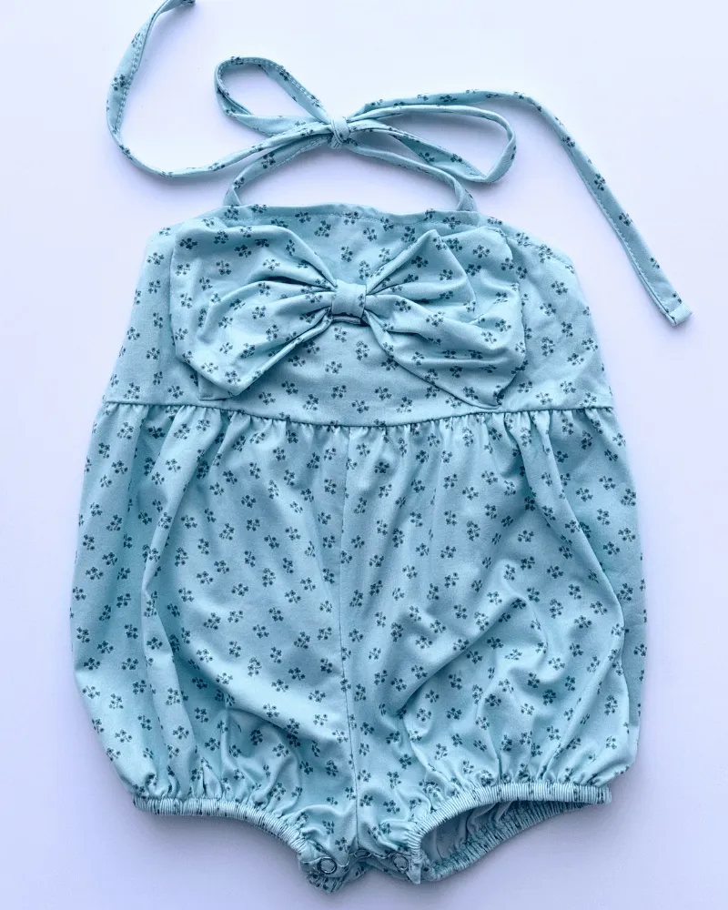PREORDER! Dottie Bow Front Romper - Petite Blue Floral