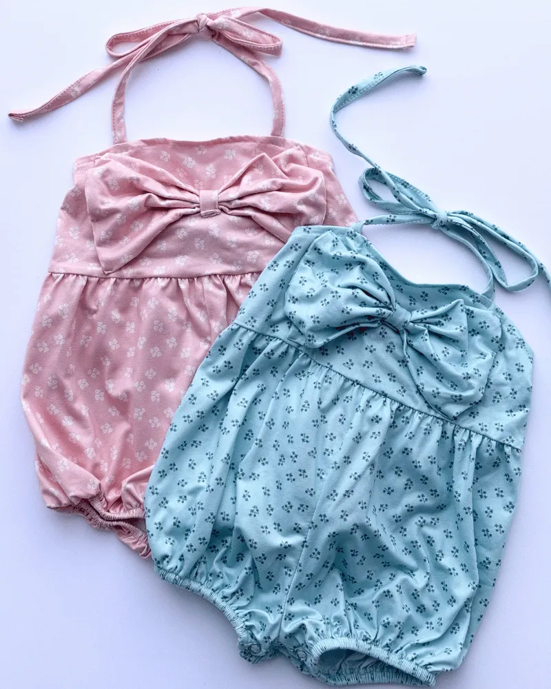 PREORDER! Dottie Bow Front Romper - Petite Blue Floral