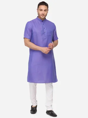 Purple Self Textured Regular Fit Modi Kurta | JadeBlue