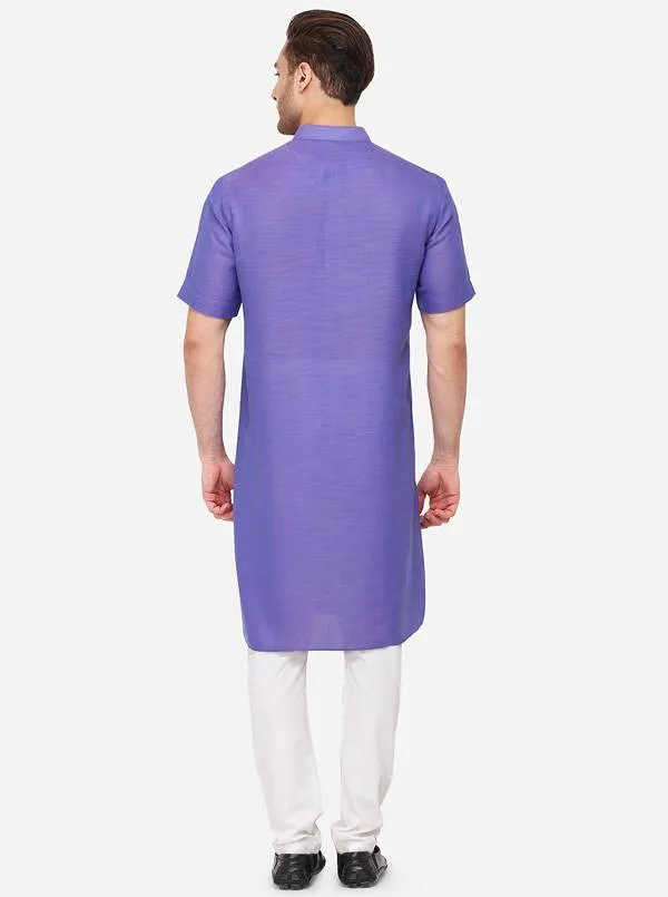 Purple Self Textured Regular Fit Modi Kurta | JadeBlue