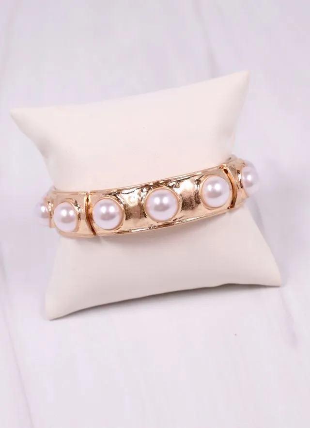 Reagan Pearl Stretch Bracelet GOLD