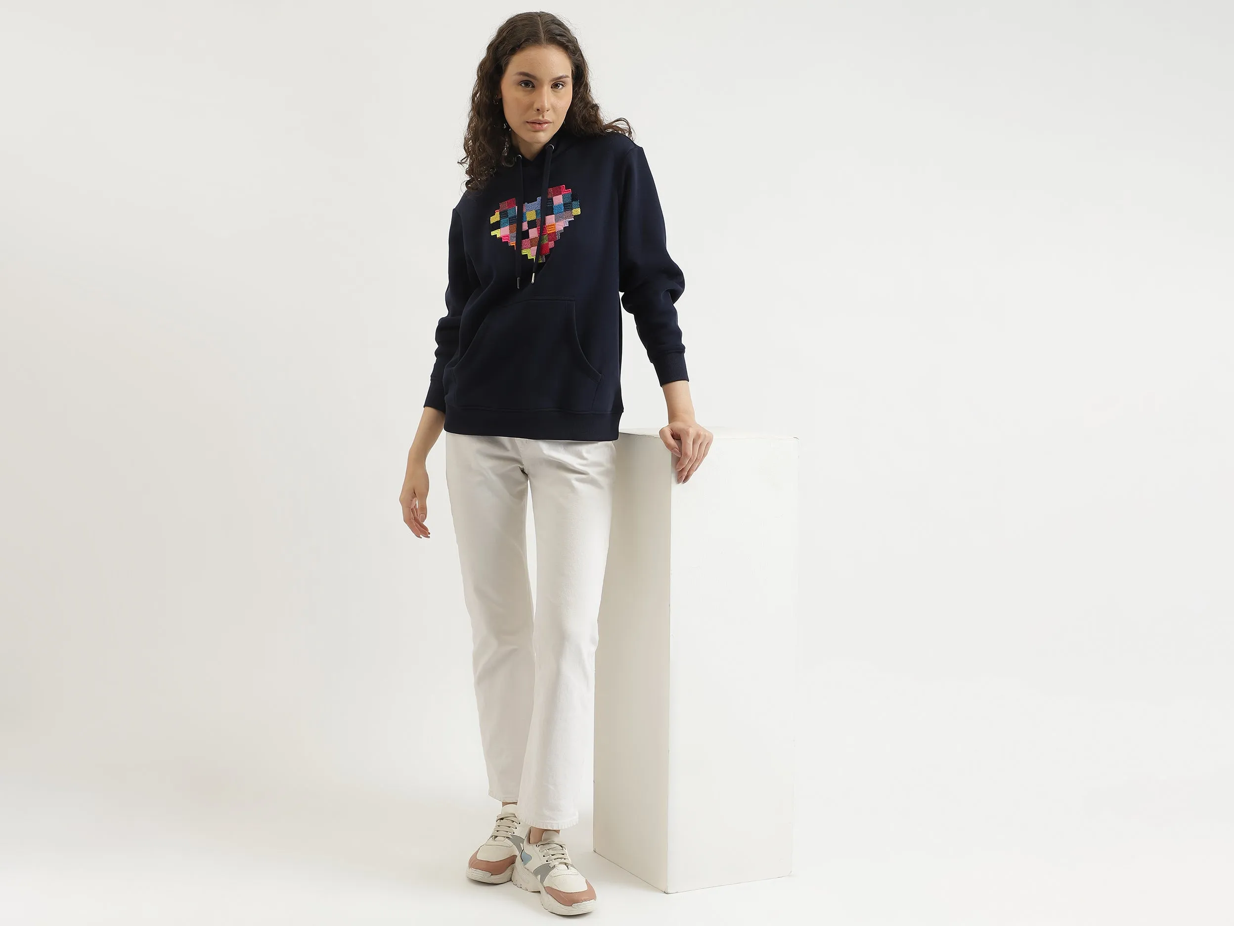 Regular Fit Hooded Embroidered Sweatshirt