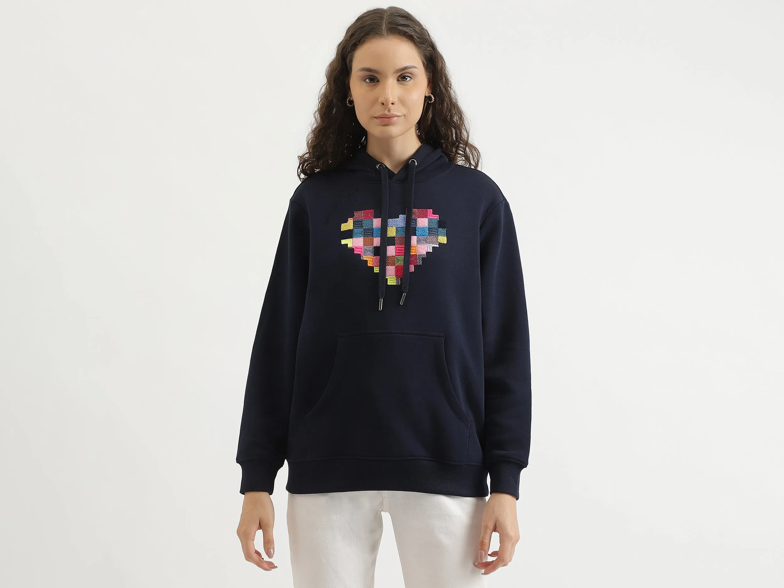 Regular Fit Hooded Embroidered Sweatshirt