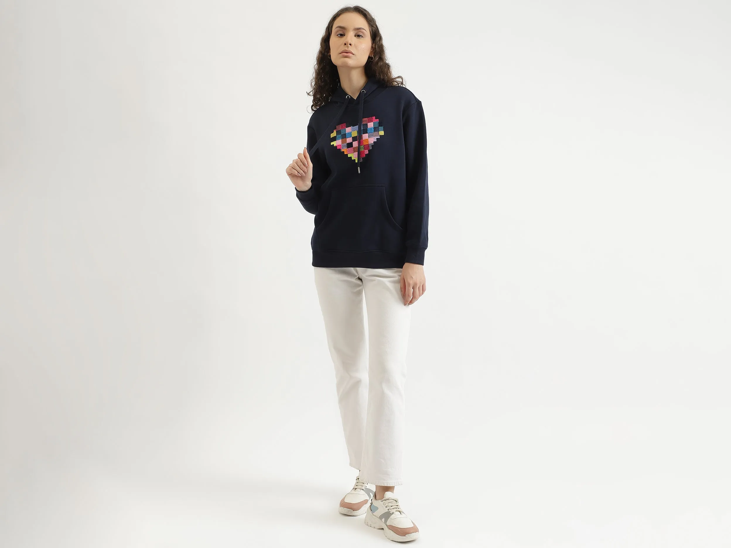 Regular Fit Hooded Embroidered Sweatshirt