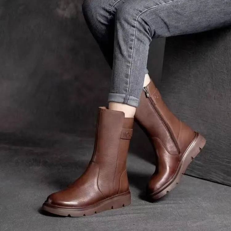 Retro Knight Western Middle Boots Soft Bottom British Style