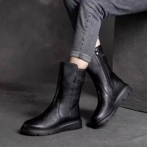 Retro Knight Western Middle Boots Soft Bottom British Style