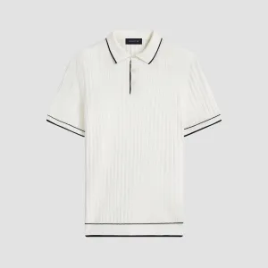 Rib Stitch Short Sleeve Polo Sweater