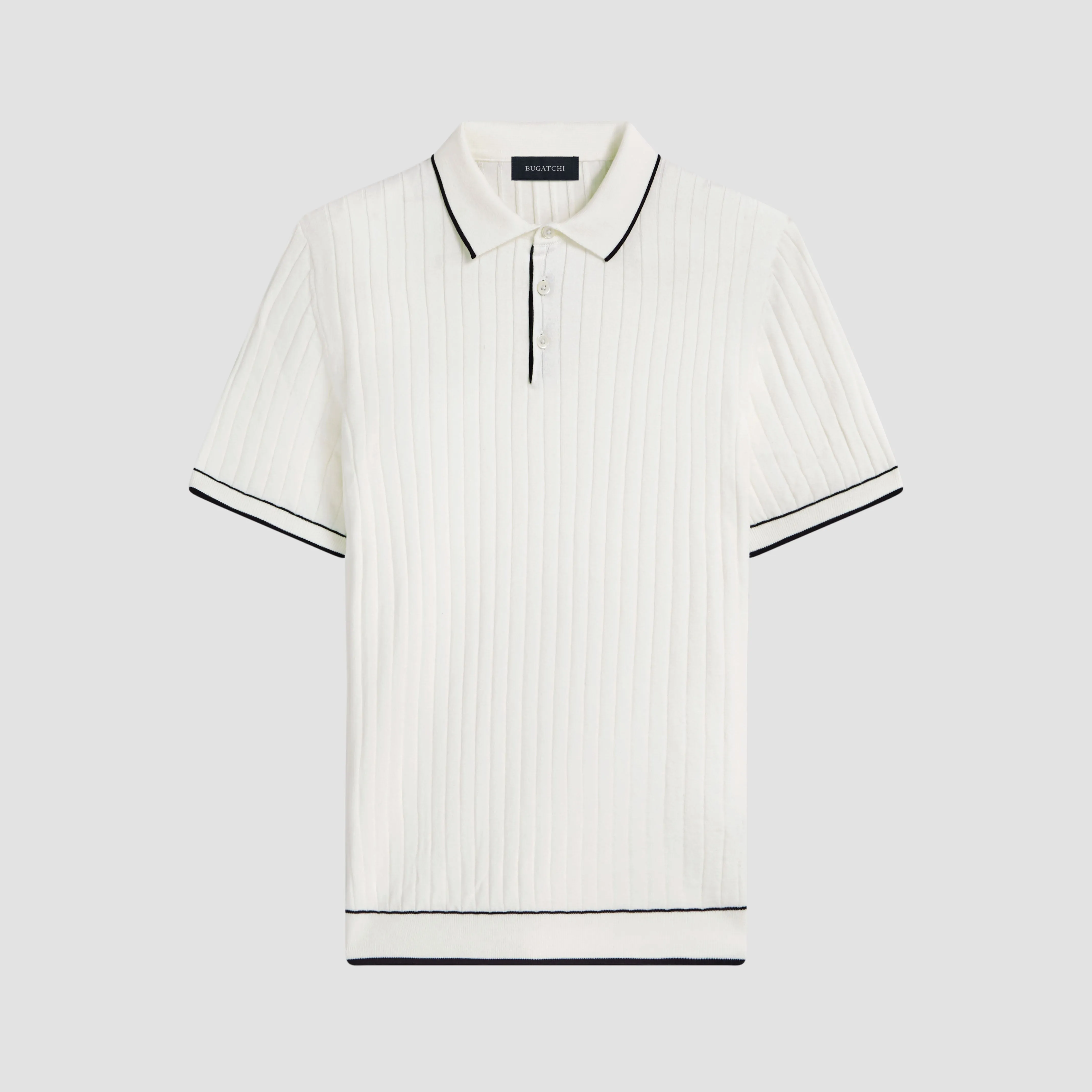 Rib Stitch Short Sleeve Polo Sweater