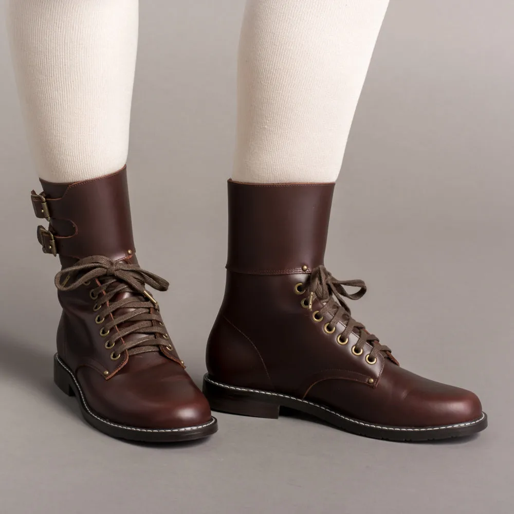 Rosie Vintage Double-Buckle Boots (Brown)