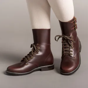 Rosie Vintage Double-Buckle Boots (Brown)