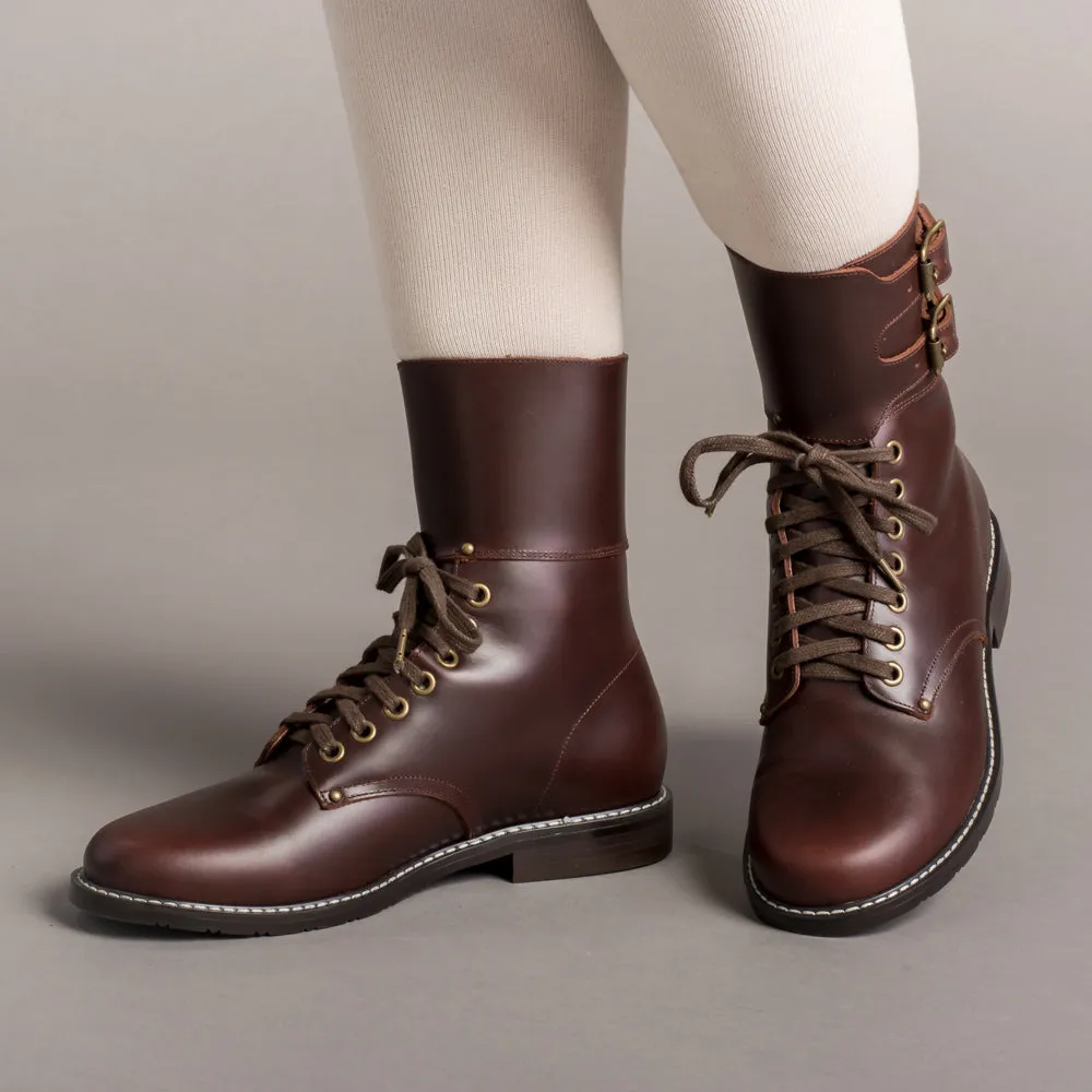 Rosie Vintage Double-Buckle Boots (Brown)