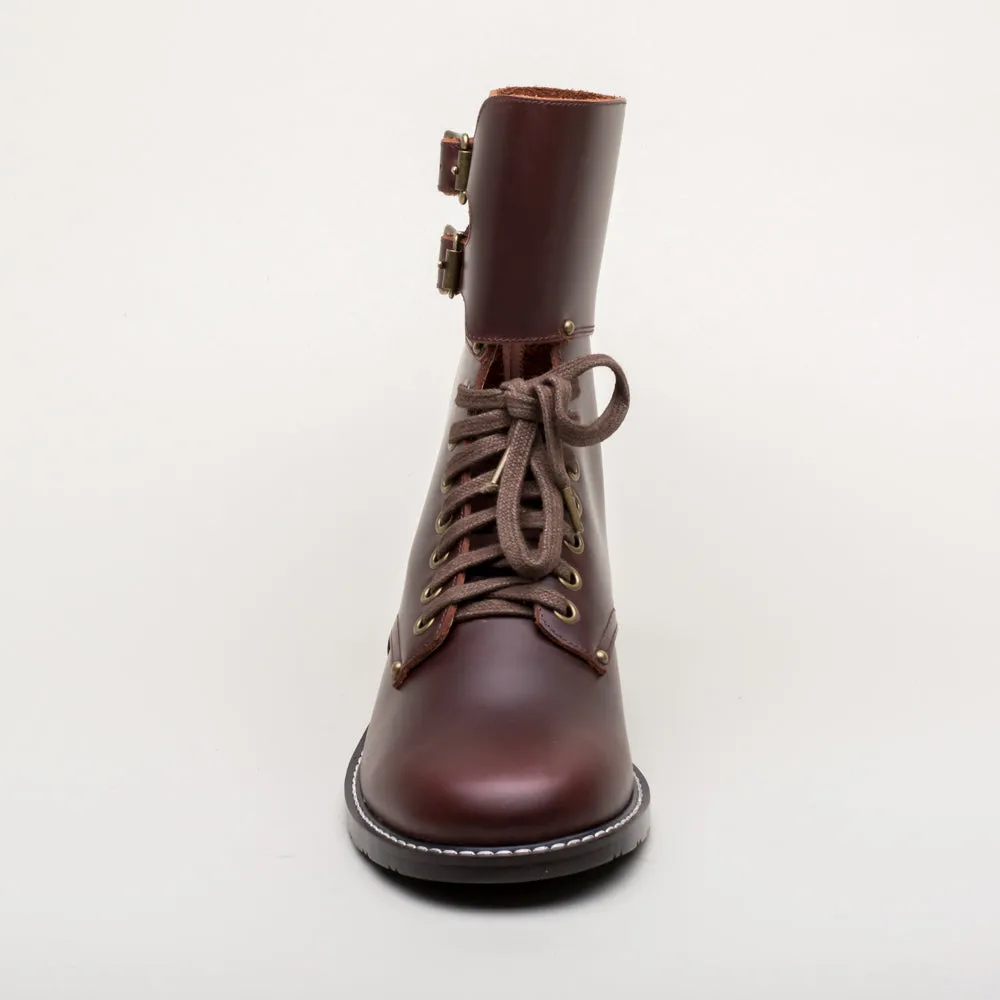 Rosie Vintage Double-Buckle Boots (Brown)