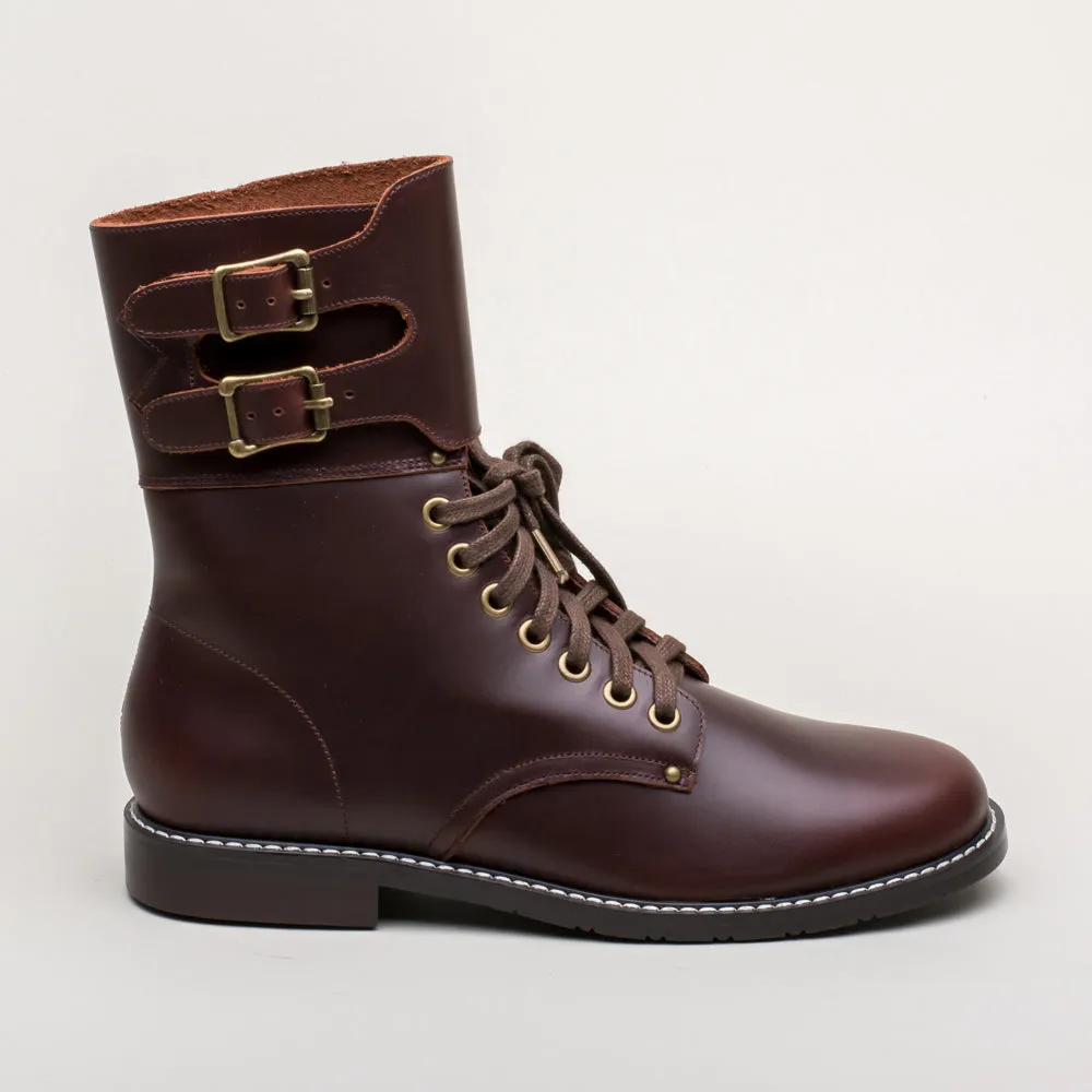 Rosie Vintage Double-Buckle Boots (Brown)