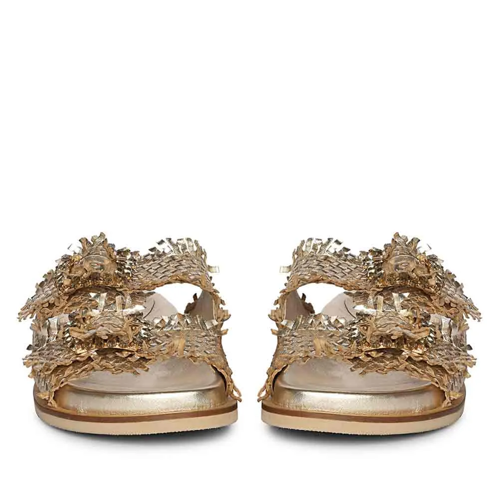 Saint Nuala Diamante Platin Woven Leather Sandals