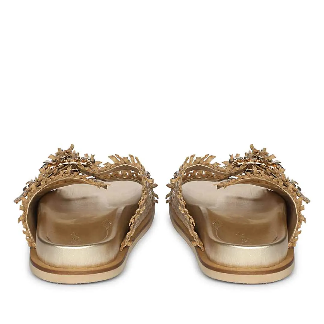 Saint Nuala Diamante Platin Woven Leather Sandals