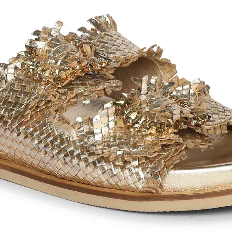 Saint Nuala Diamante Platin Woven Leather Sandals