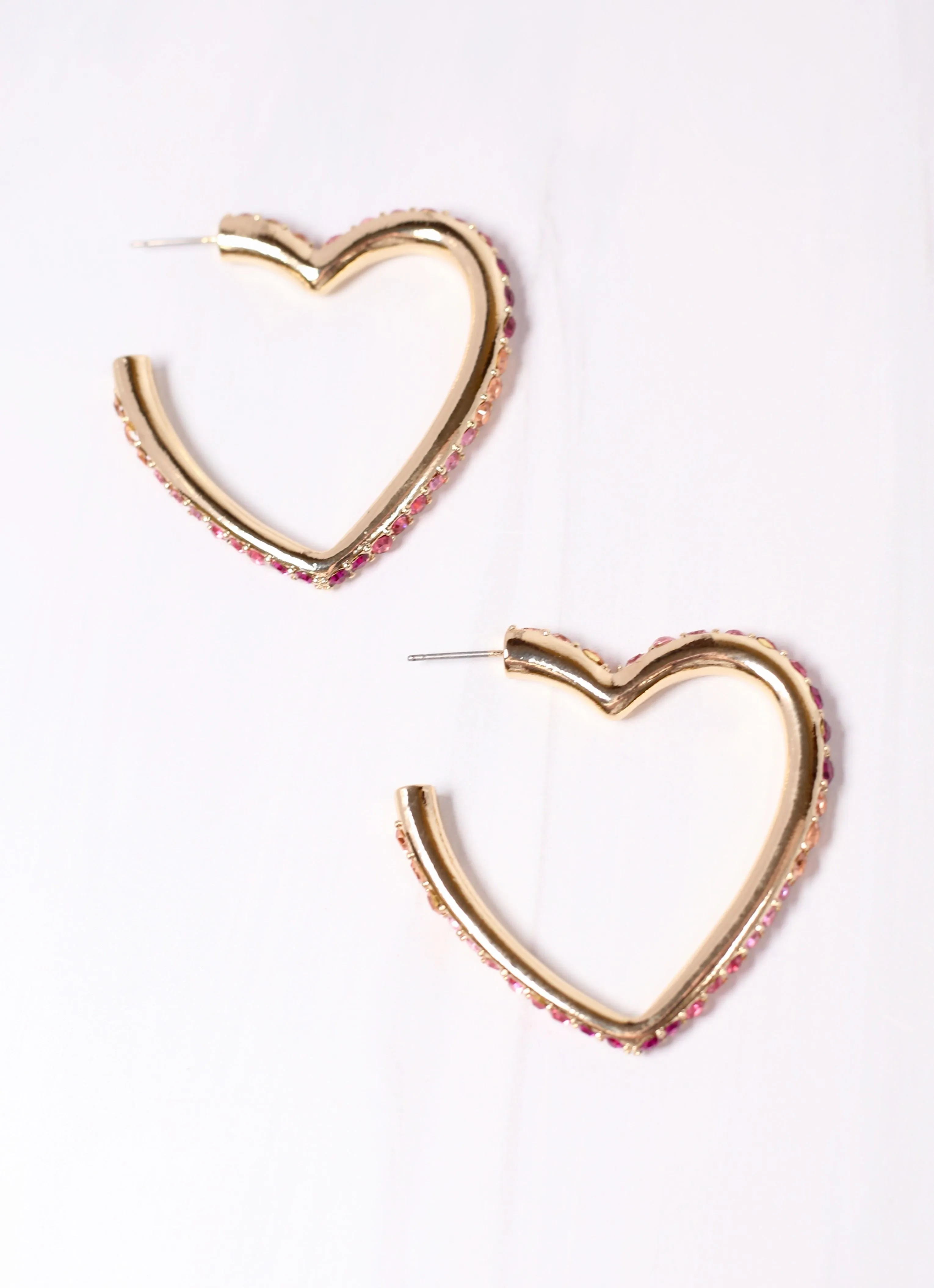 Saint Valentine CZ Heart Earring PINK MULTI