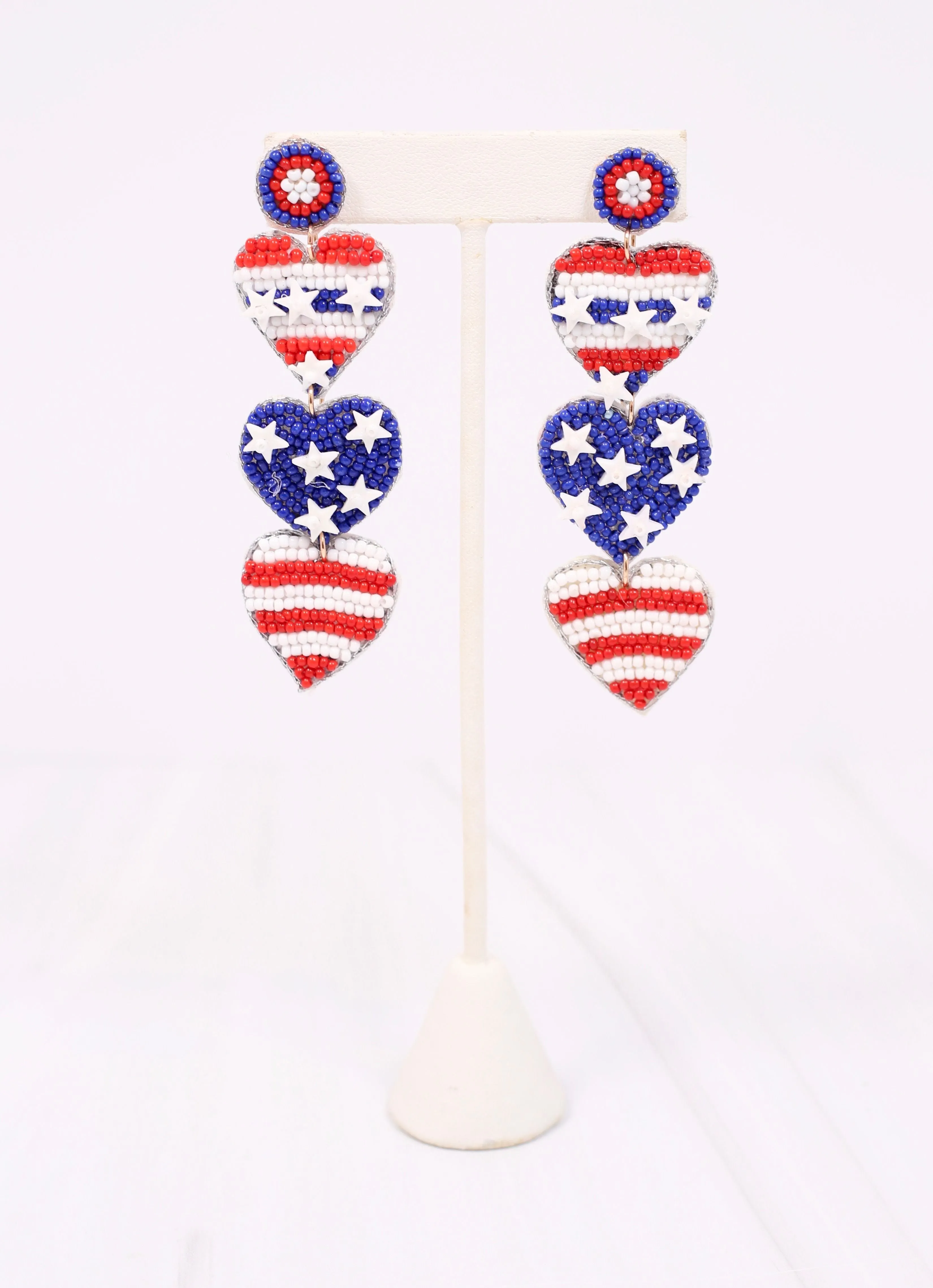 Salute Heart Drop Earring RED