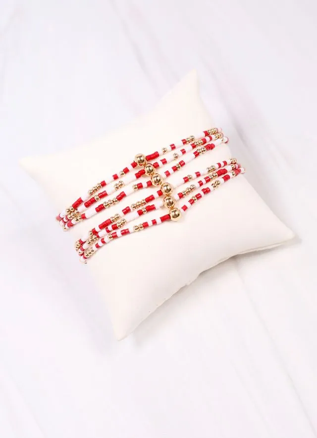 Seamus Beaded Bracelet Set RED