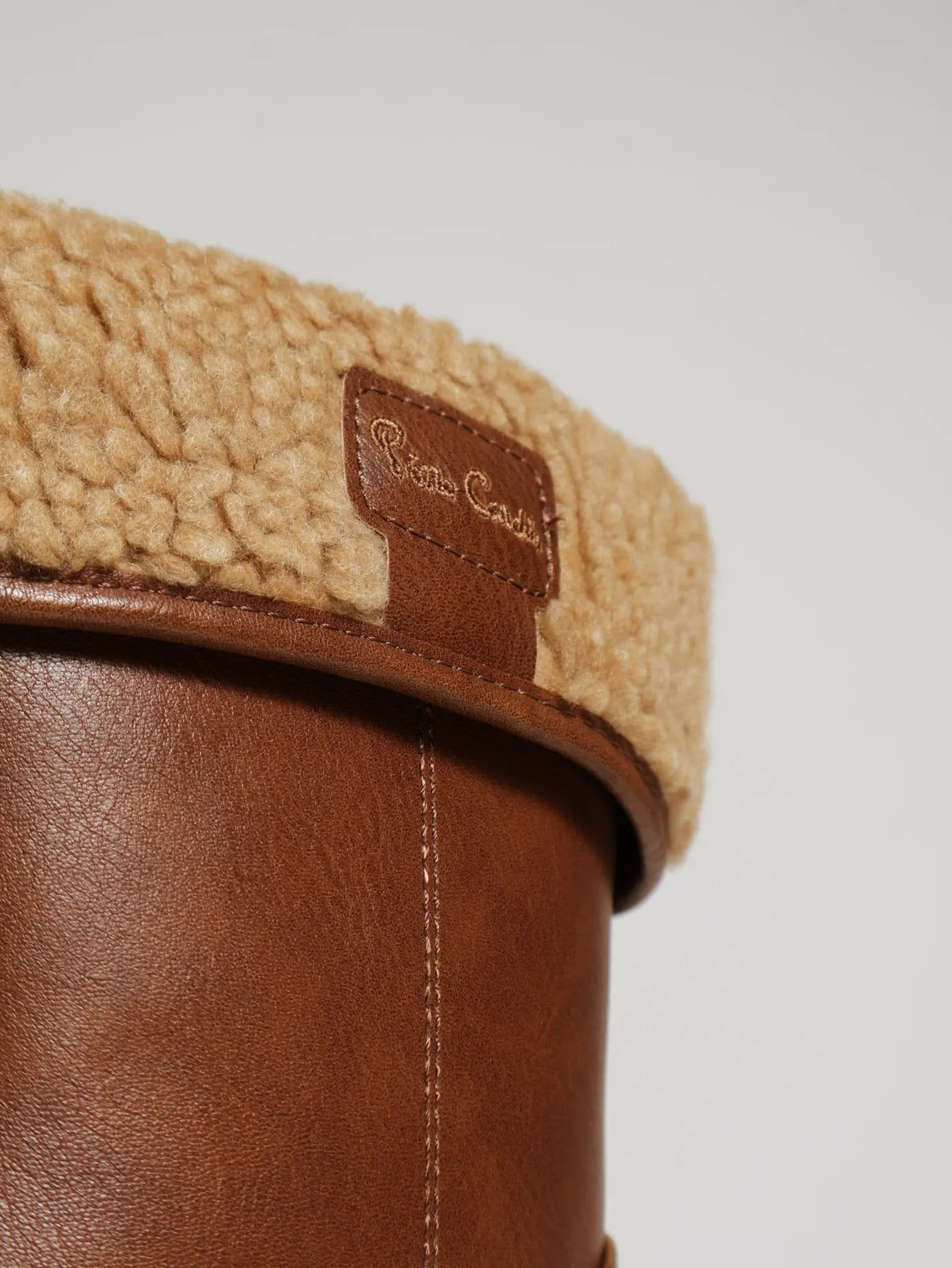Sherpa Trim Boot With Low Heel - Tan