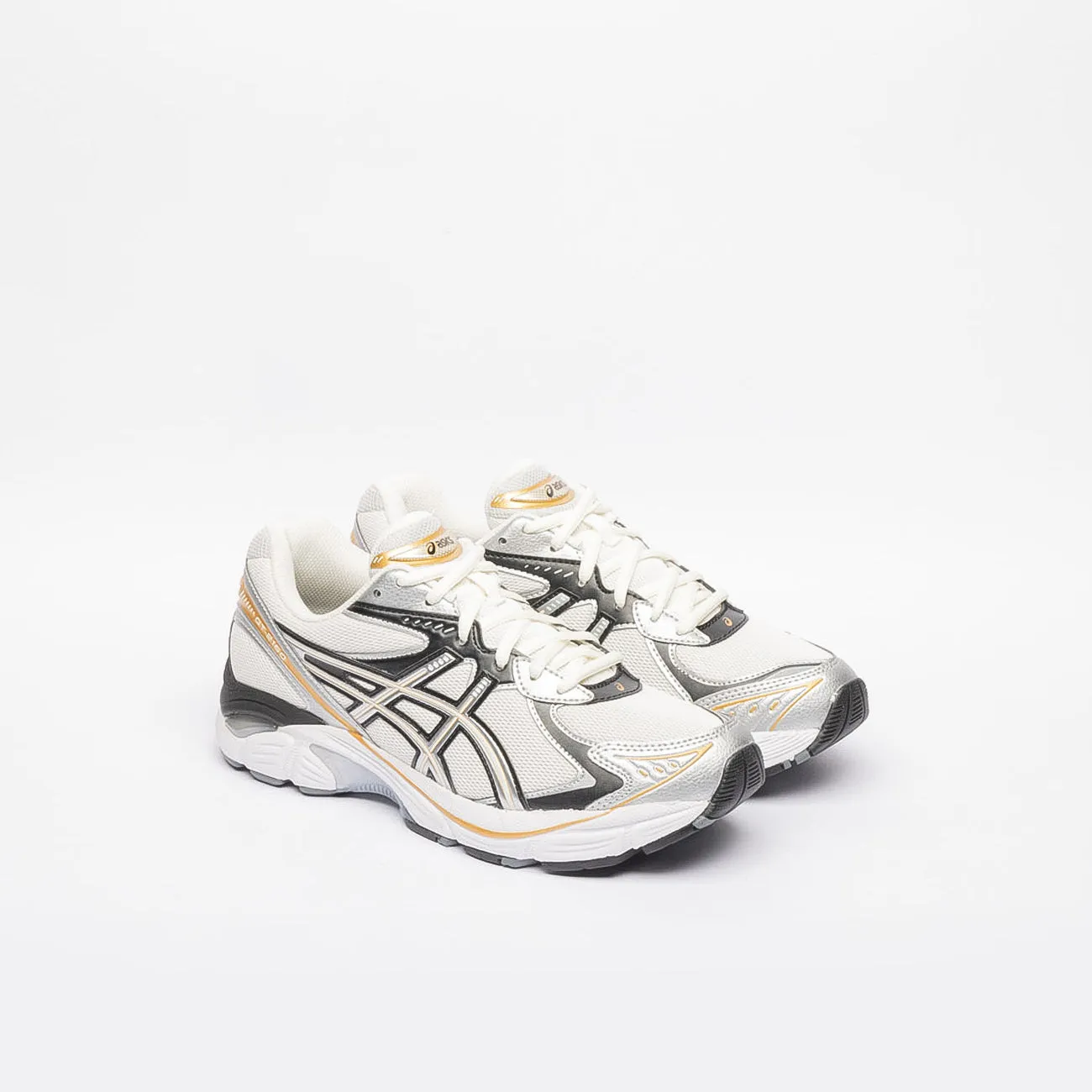 Sneaker running Asics GT-2160 in pelle nera e argento e tessuto bianco