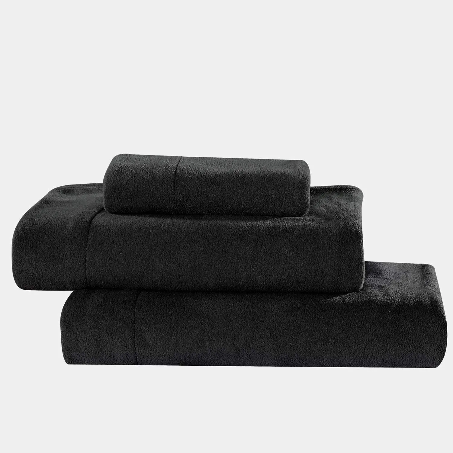 softan Polar Fleece Bed Sheet Set, Super Soft Plush Microfiber 4 Pcs, Easy Care and Breathable Bed Sheets with 15" Deep Pocket for All Seasons, Black, King