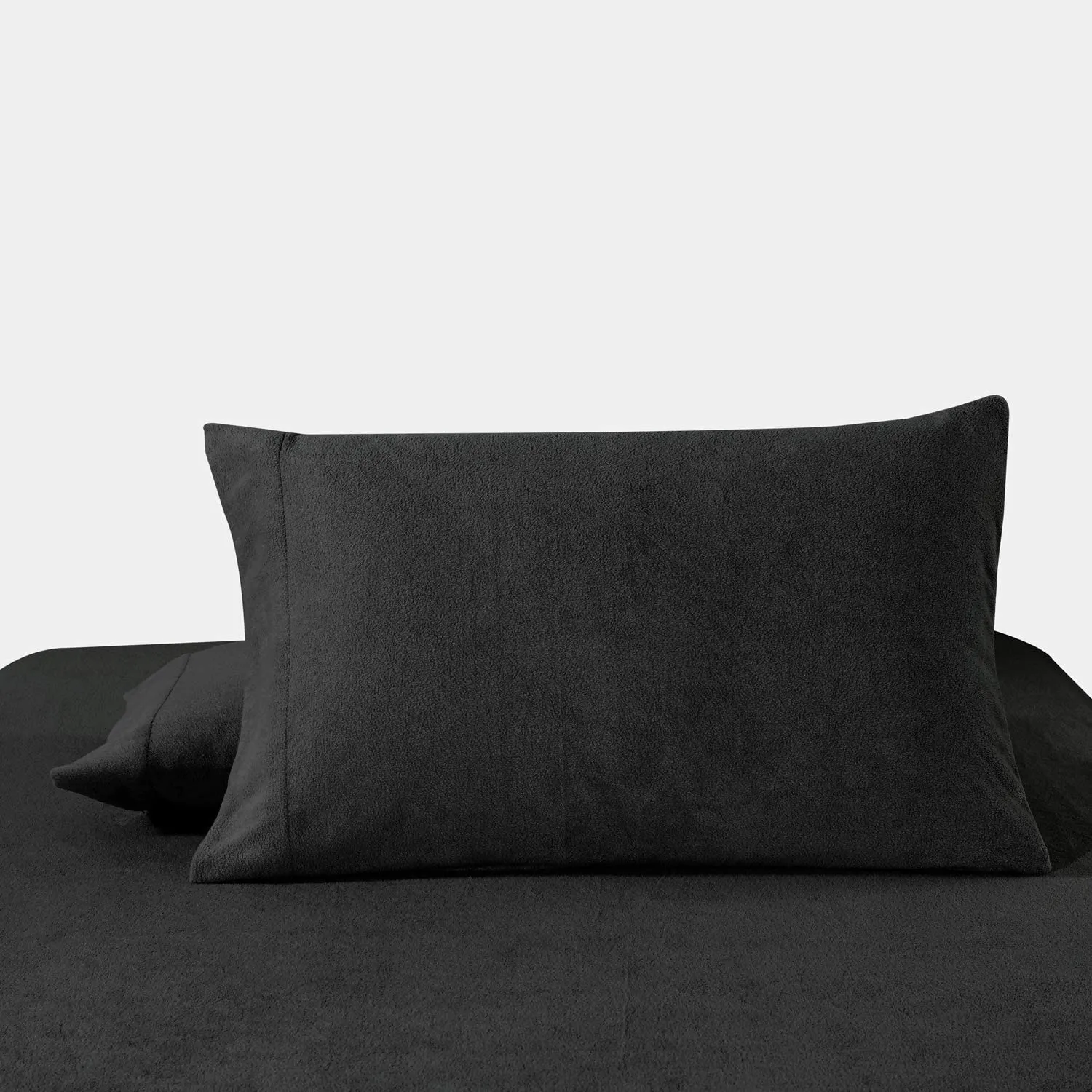 softan Polar Fleece Bed Sheet Set, Super Soft Plush Microfiber 4 Pcs, Easy Care and Breathable Bed Sheets with 15" Deep Pocket for All Seasons, Black, King