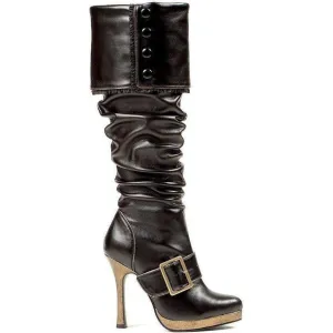 SS-426-GRACE Knee Boot | Black Faux Leather