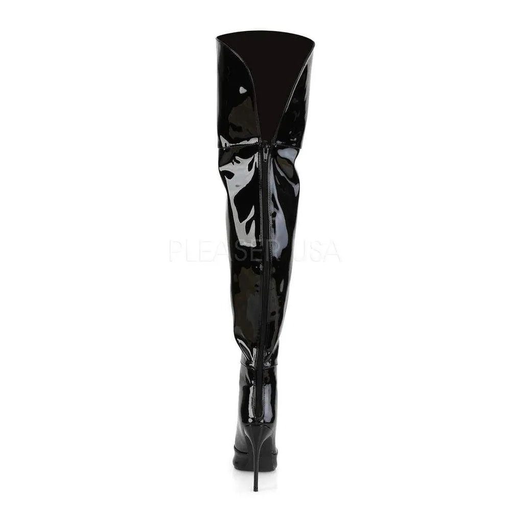 SS-COURTLY-3012 Thigh Boot | Black Patent
