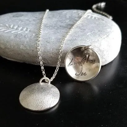 Sterling Silver Fingerprint Dome Necklace
