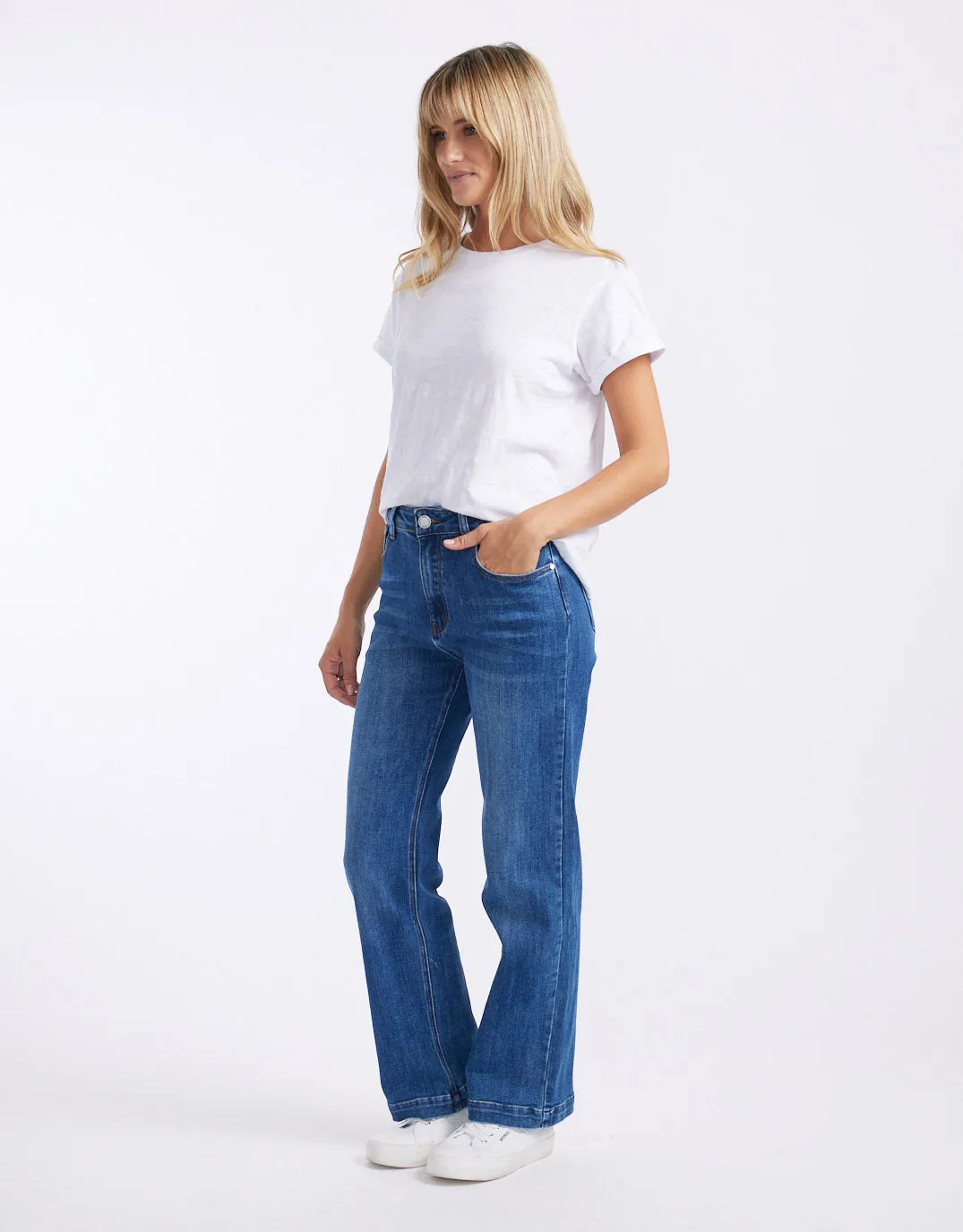 Stretch Straight Leg Jean - Mid Blue Wash