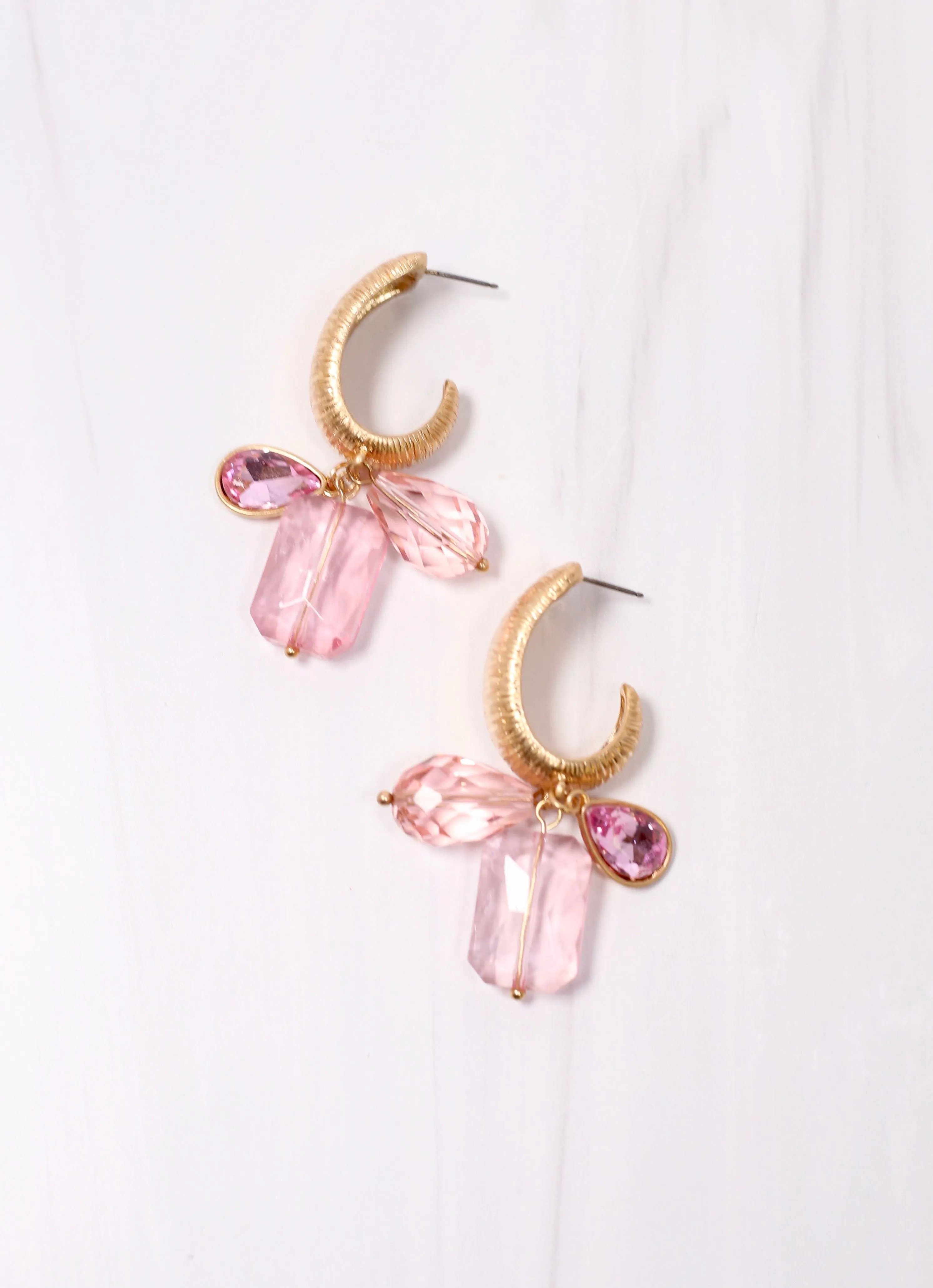 Sundridge Jeweled Hoop Drop Earring PINK