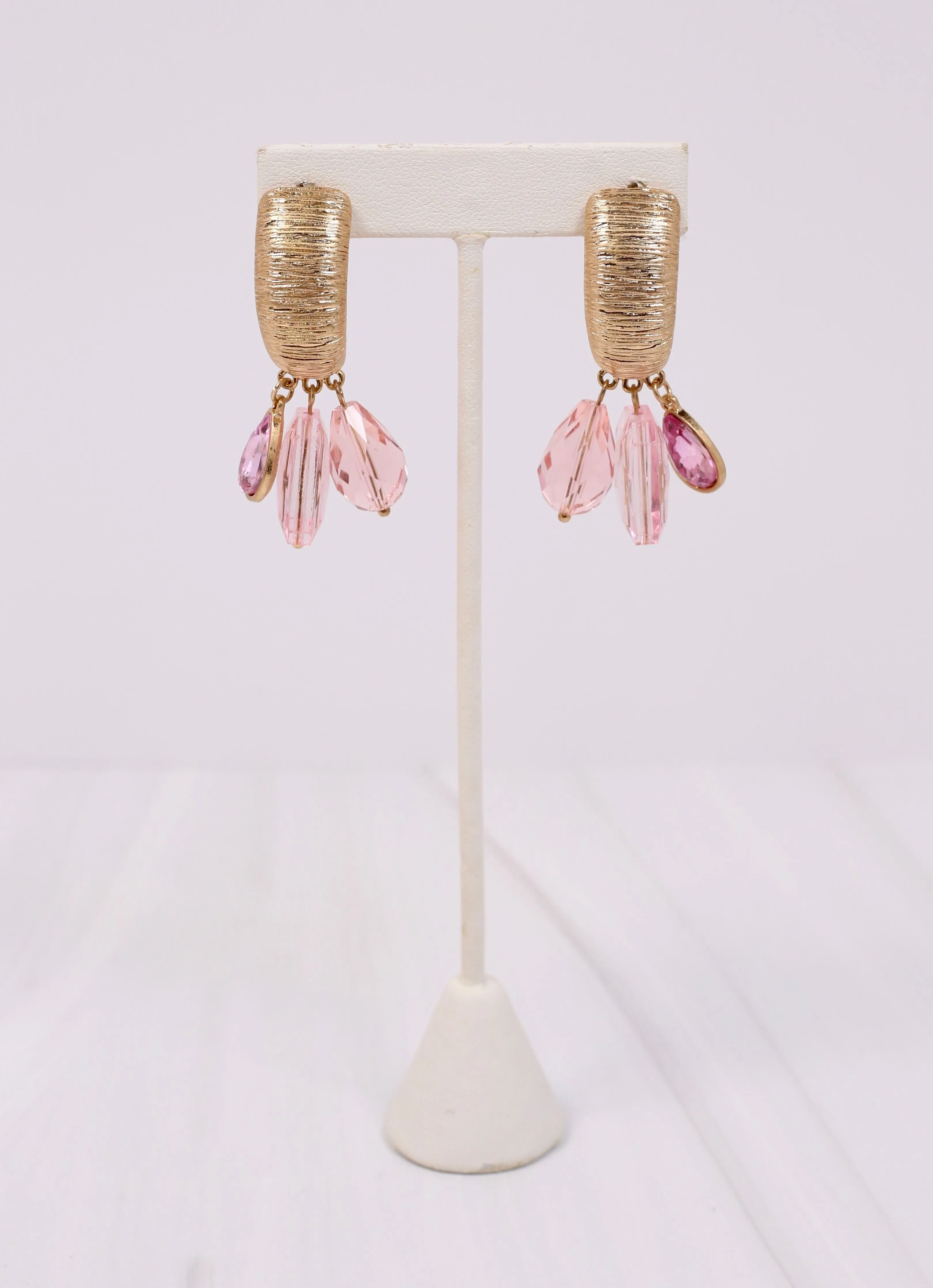 Sundridge Jeweled Hoop Drop Earring PINK