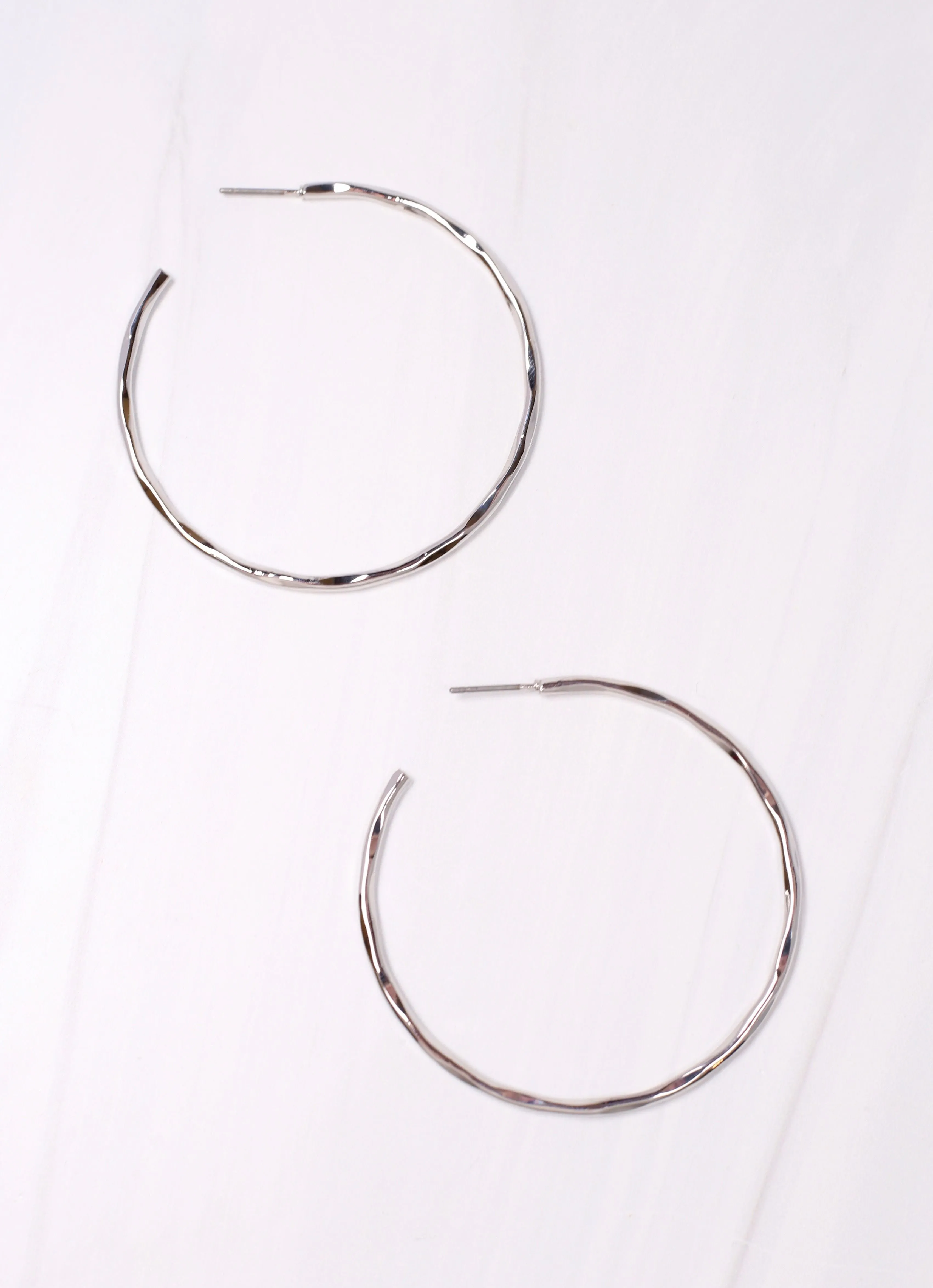 Sylvan Hammered Hoop Earring SHINY SILVER