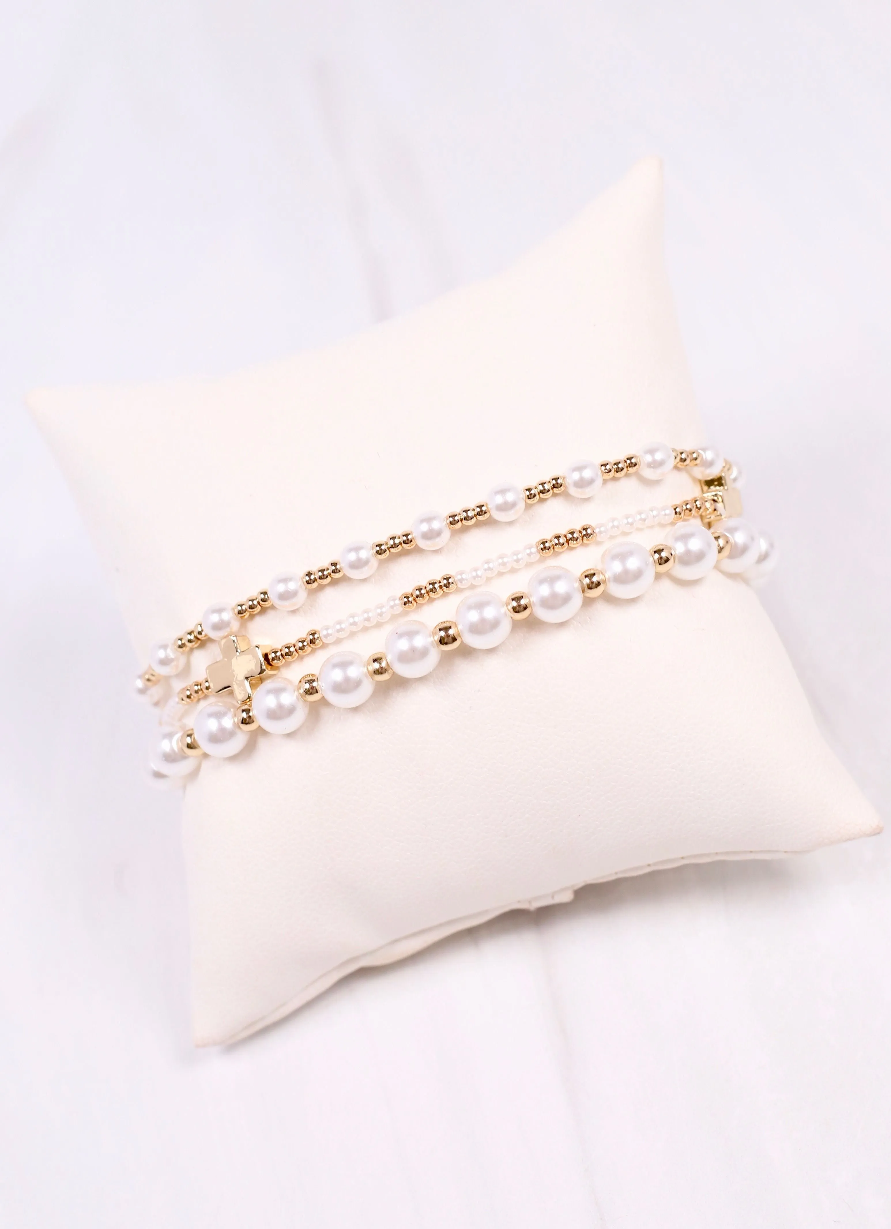 Thalia Pearl Bracelet Set CREAM