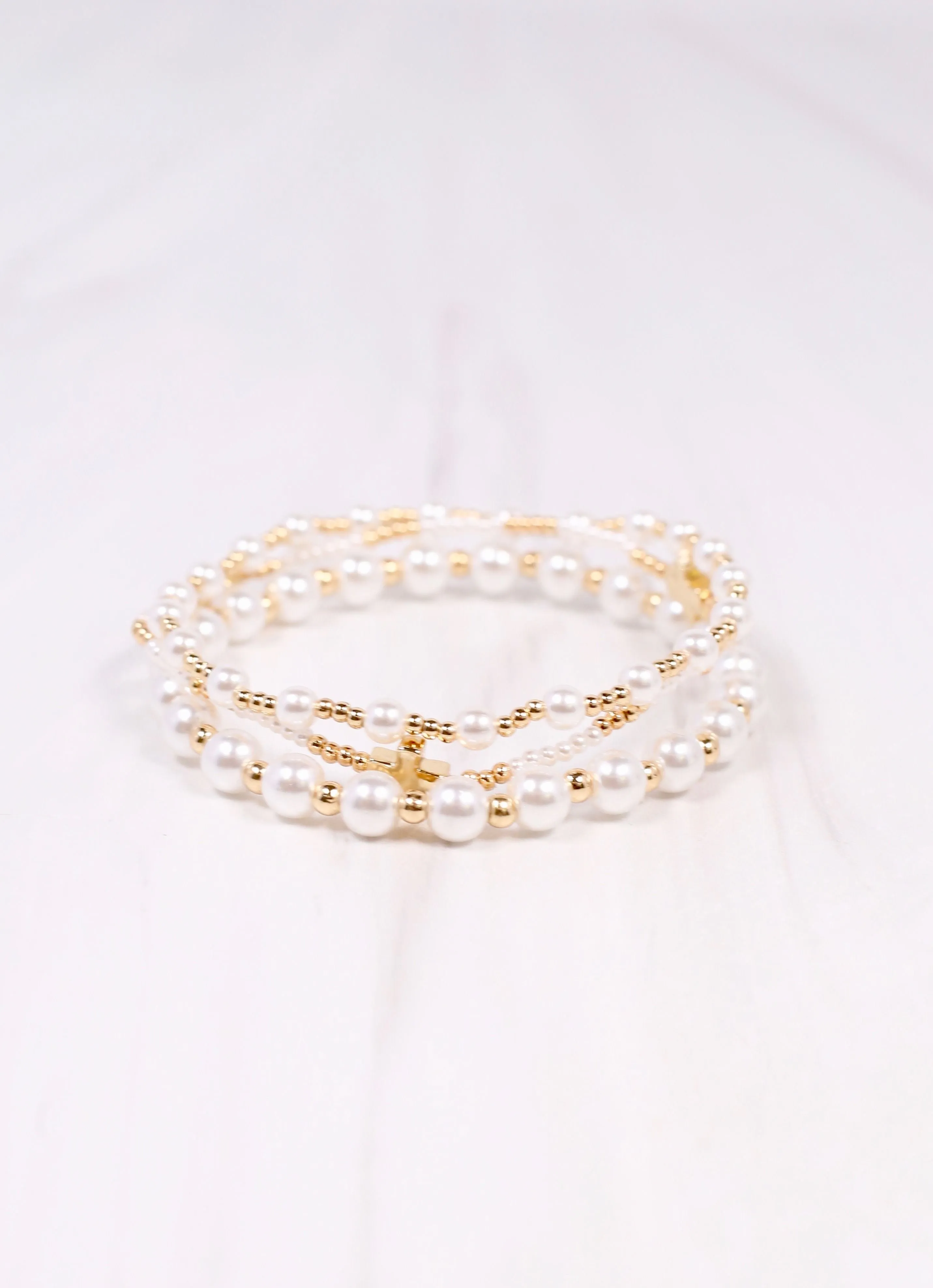 Thalia Pearl Bracelet Set CREAM