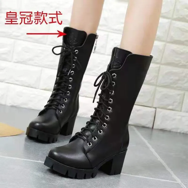 Thick Bottom Lace-up Boots