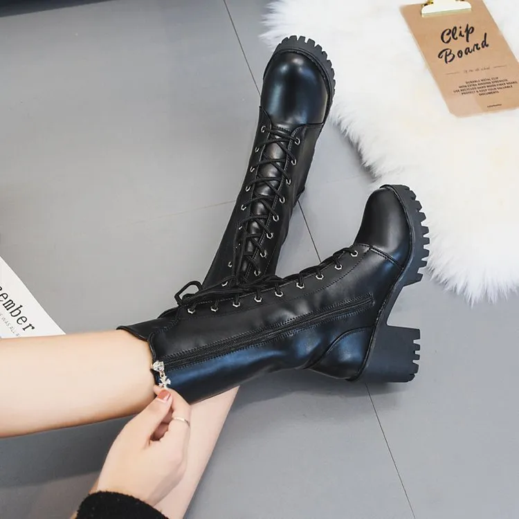 Thick Bottom Lace-up Boots