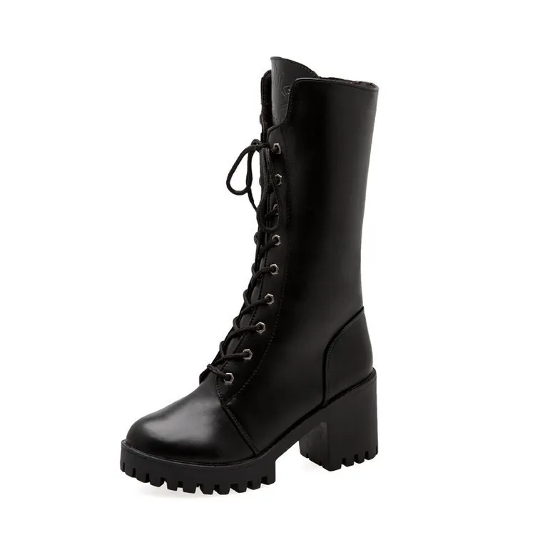 Thick Bottom Lace-up Boots