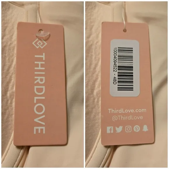 ThirdLove 24/7 Perfect Coverage Bra in Soft Pink Size 48D New With Tag
